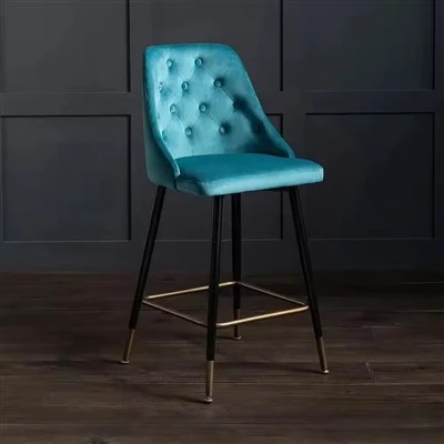 Moderne, luxuriös gepolsterte Barhocker aus Metall mit Ledersitz